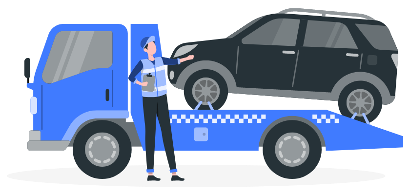車がレッカーされていく様子